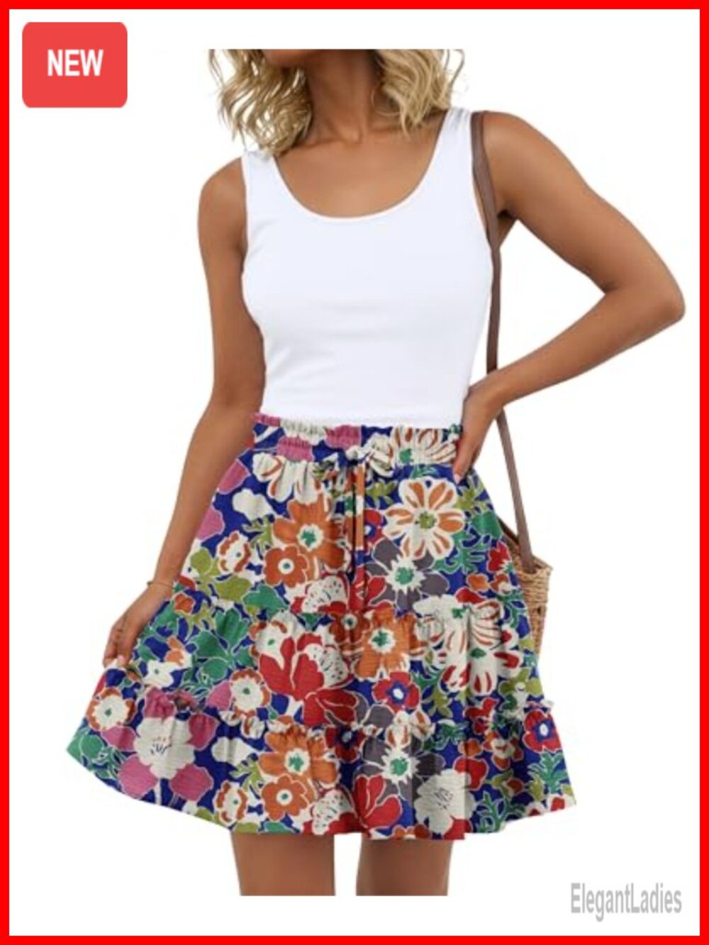Flowy Tiered Ruffle Mini Skort High Waisted A-Line with Pockets